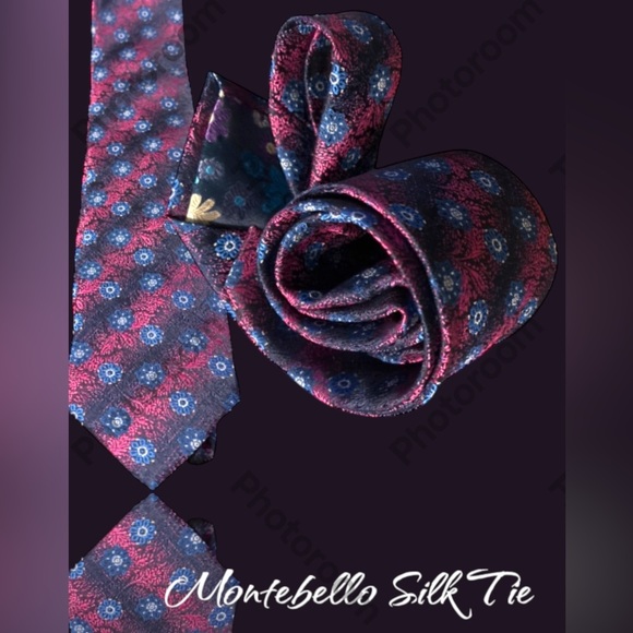 Montebello Italia Elegant Floral Patterned Silk Tie - Picture 10 of 10